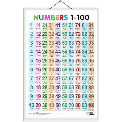 Numbers 1-100 Educational Chart 20x30