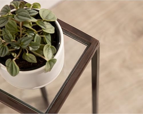 Miniatura 5 de Kate and Laurel Jaspur - Mesa moderna para bebidas, gris y plata, mesa decorativa de mármol glamoroso para exhibición y almacenamiento