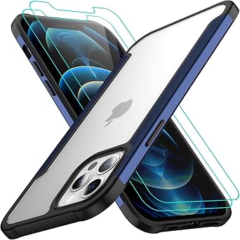 Compatible with iPhone 12 case, Compatible with iPhone 12pro Case [Airbag Series] with [2xScreen Protector] 15Ft. Drop Tested [Scratch-Resistant] 6.1-Blue