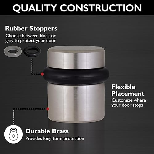 Vista 60 de Design House 189290-SN - Protector de pared para puerta con punta de goma, tapón de puerta de aluminio de níquel satinado, paquete de 2