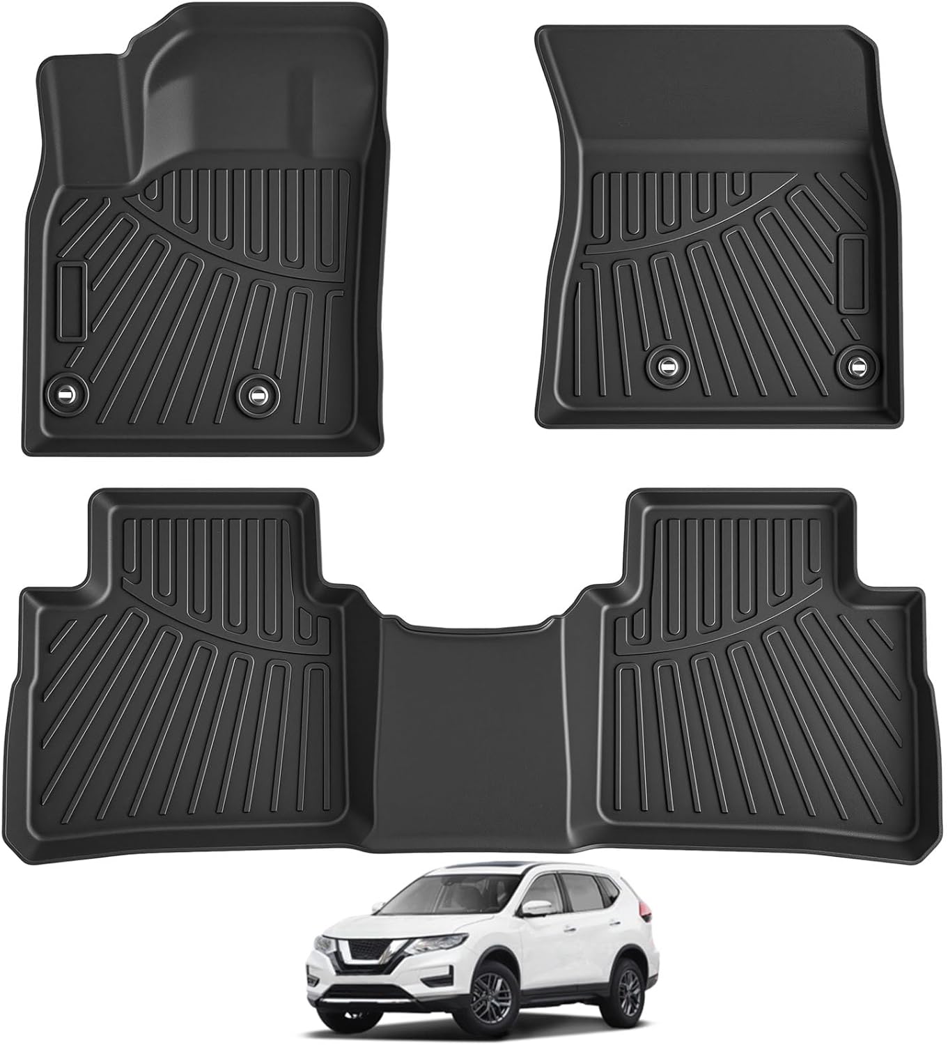 MOOREVER® Floor Mats & Cargo Liner for 2021-2024 2025 2026 Nissan Rogue S/SV/SL/Platinum(Not for Sport), Full Set All Weather Heavy Duty TPE Car Trunk Mats Custom Fit 2025 Nissan Rogue Accessories