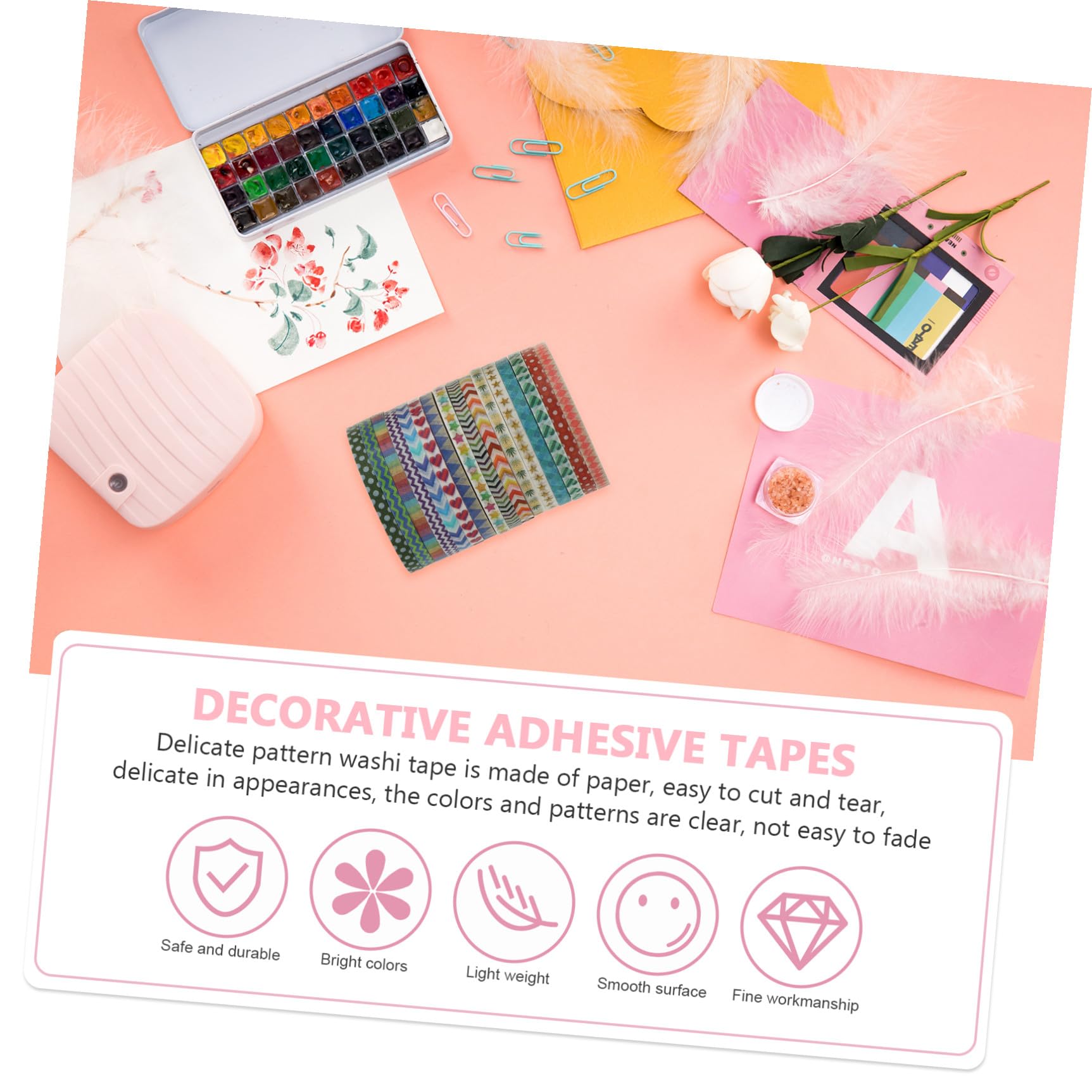 Housoutil 5 Ensembles Ruban Washi Décoratif Ruban Adhésif Multi Pour Scrapbooking Et Artisanat Parfait Pour Journaux Et Décorations 48 Rouleaux*5