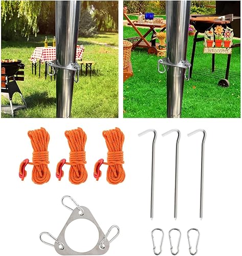 Miniatura 3 de Fenteer Soporte para tubo de chimenea con hebillas en D, herramienta para clavos de tierra, soporte de tubo para estufa de chimenea, para picnic,