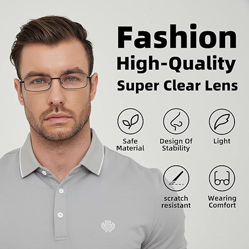 Miniatura 2 de Paquete de 6 lentes de lectura ligeros de metal con bloqueo de luz azul, lentes de lectura con bisagra de resorte, antifatiga ocular