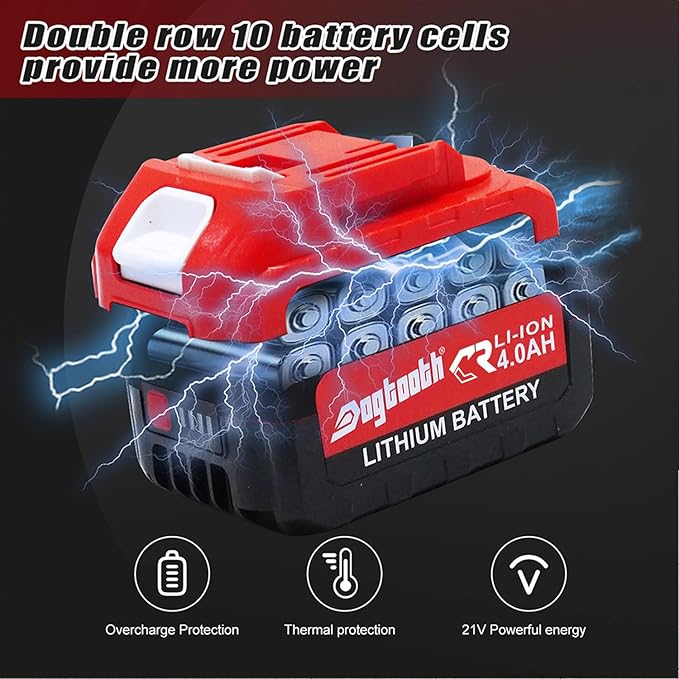 Taladro Atornillador Inalámbrico DOGTOOTH 21V Sin Escobillas con 2 Baterías miniatura 9