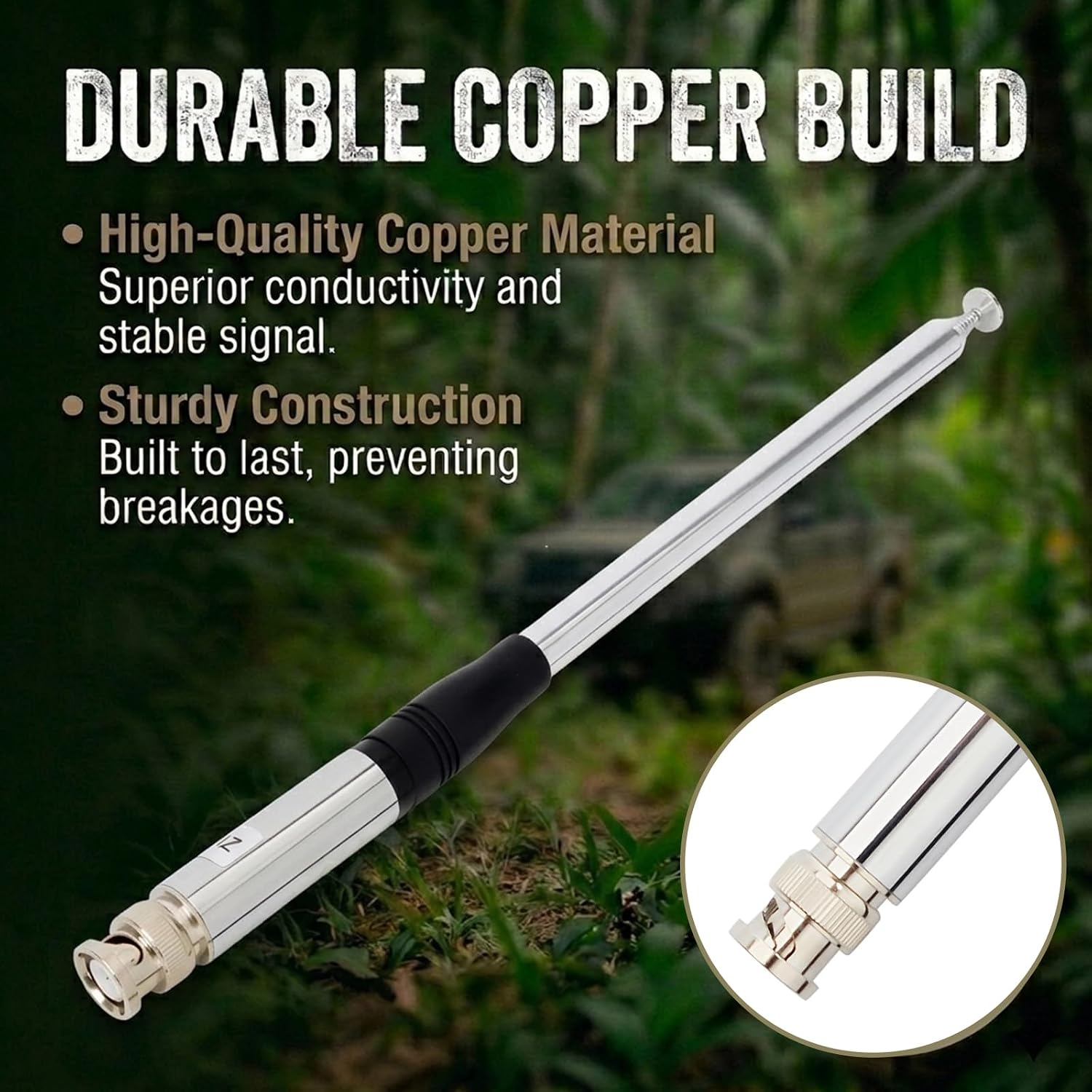 27 MHz BNC Telescopic CB Antenna 51.1" Full Extended (2 Packs) | for Uniden BC125AT PRO401HH Cobra HH50WXST HHRT50 Midland 75-822