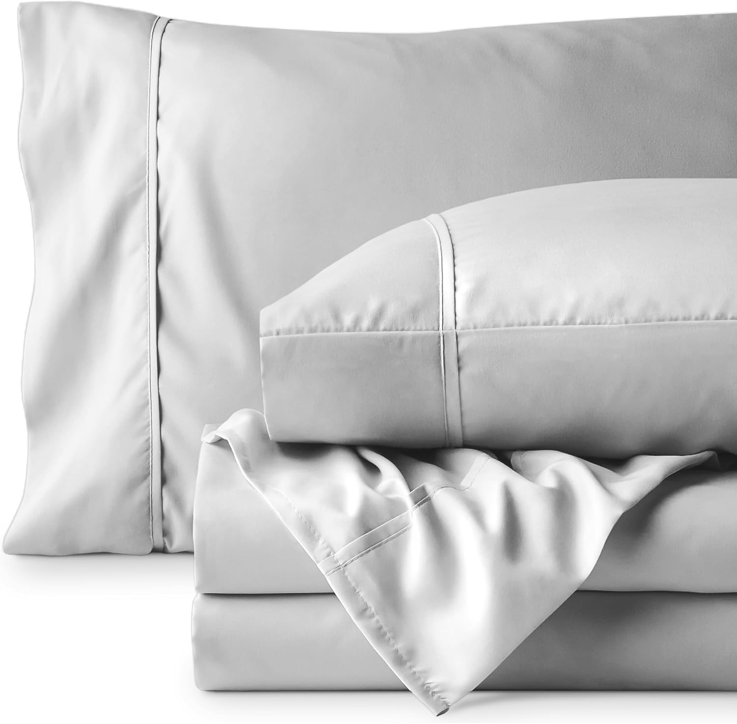 Bare Home Twin Sheet Set - 1800 Ultra-Soft Microfiber Twin Bed Sheets - Double Brushed - Deep Pockets - Easy Fit - 3 Piece Set - Bedding Sheets & Pillowcases (Twin, Cloud Grey)