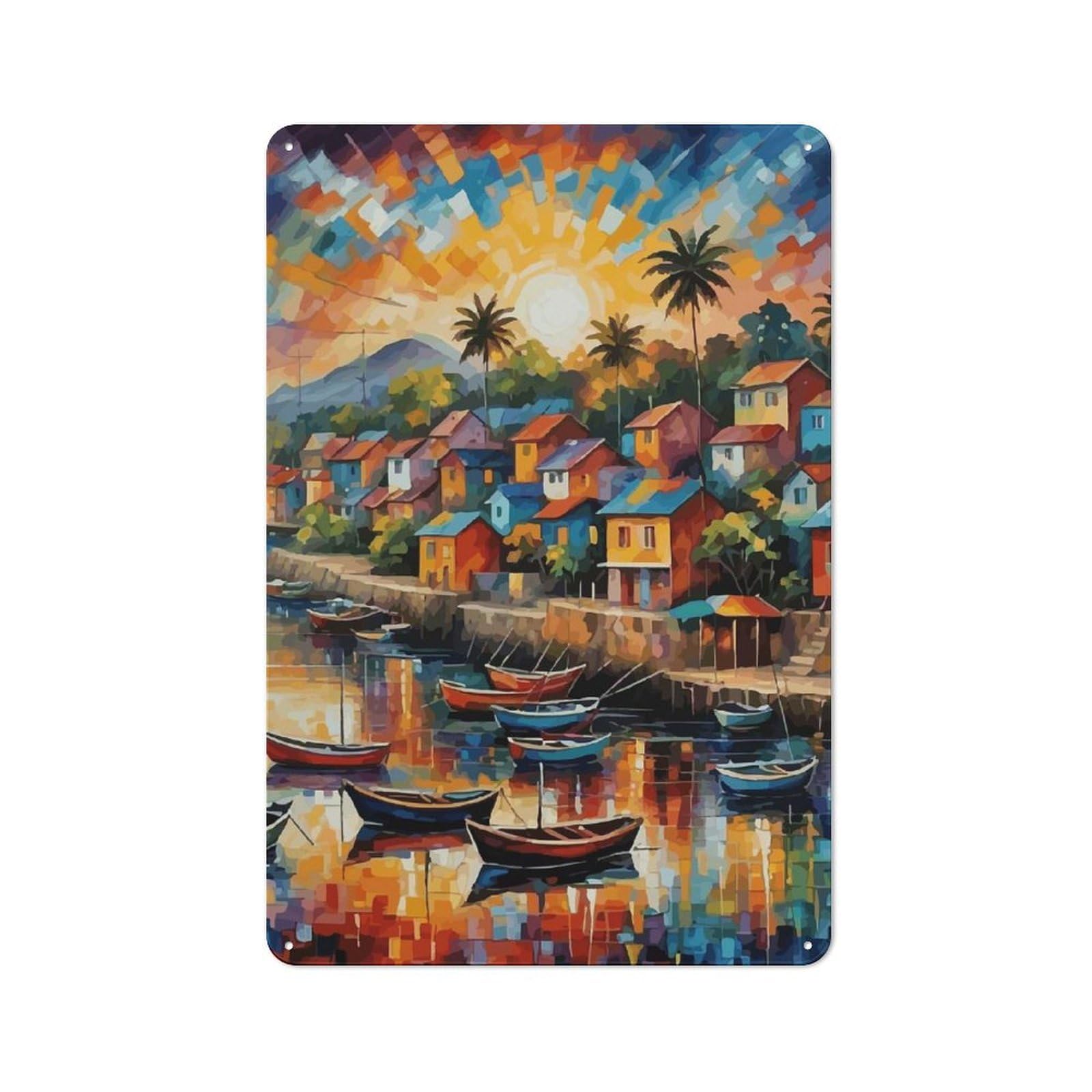 Junmoney Cedros Village Metal Wall Sign 30X20cm Featuring For Café Or Home Bar, A Winter Wall Decor Update For Hospitality Decor Collectors