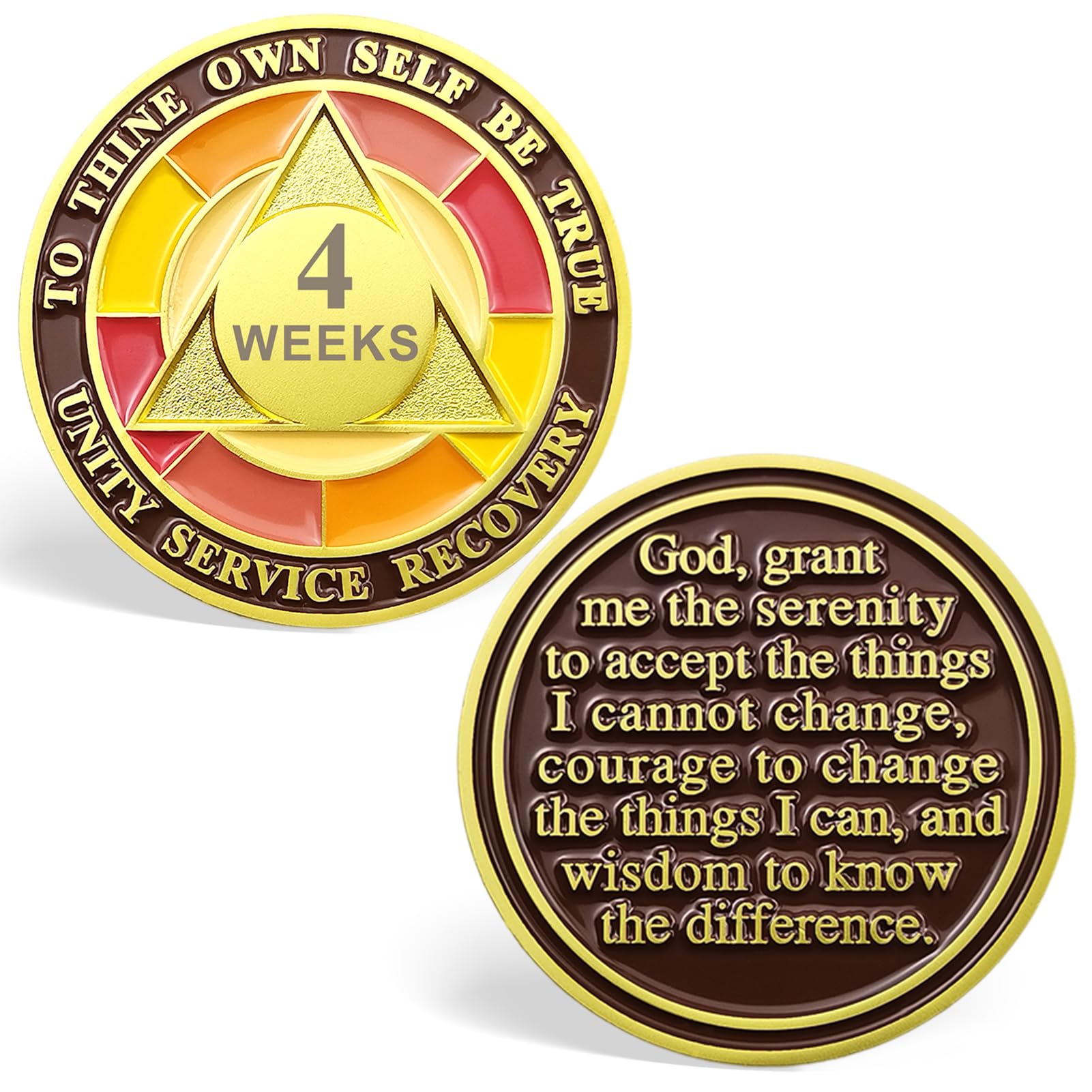 4 Weeks Sobriety Chips, Tri-Plate AA Medallion Sober Chip - One Week Sobriety Coins Recovery Chips Sober Coins for Alcoholics Anonymous Recovery Sobriety Gifts for Men/Women โ image 1