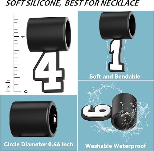 Miniatura 2 de Colgantes de silicona para fanáticos de deportes, collar de béisbol, collar de fútbol, elige de 0 a 9 para formar edades, número de jersey, números