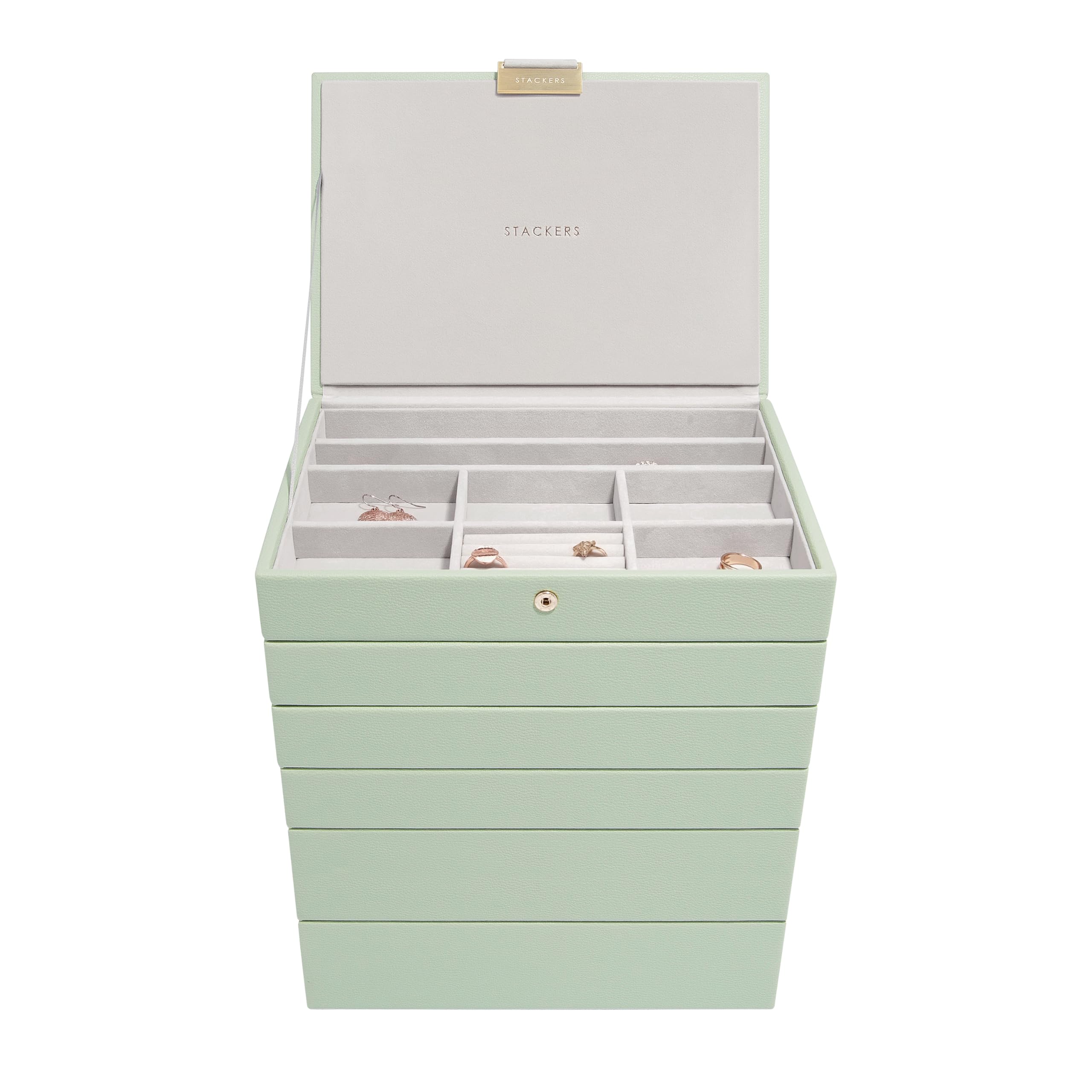 Stackers Sage Green Classic Medium Jewellery Box Set of 6
