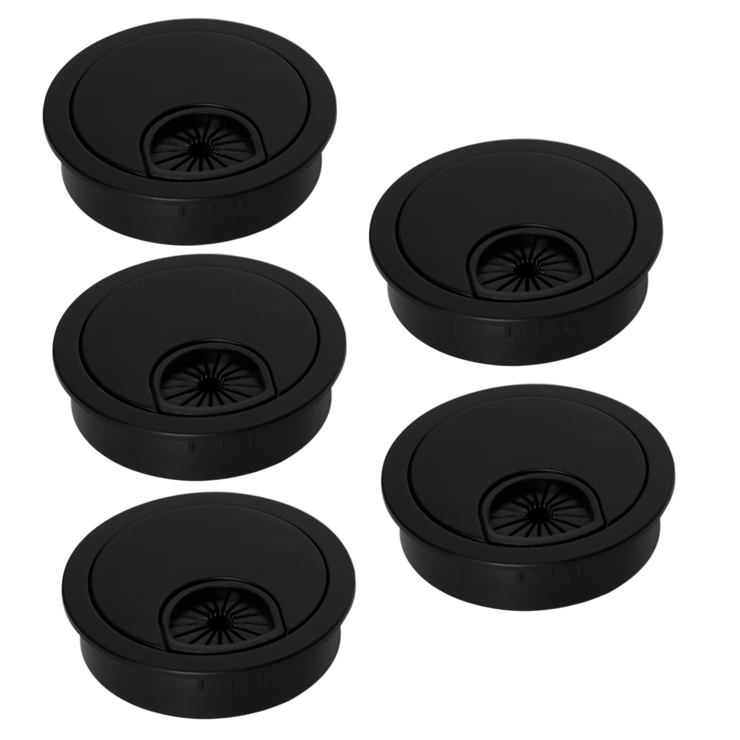 (5 Pcs) Signite 2-1/2" Plastic Desk Cable Grommet – Durable Desk Hole Cover for Wire Management, Desk Cord Grommet for Workstations, Tables for 2.5 inch Hole Cover (Black) — image 1