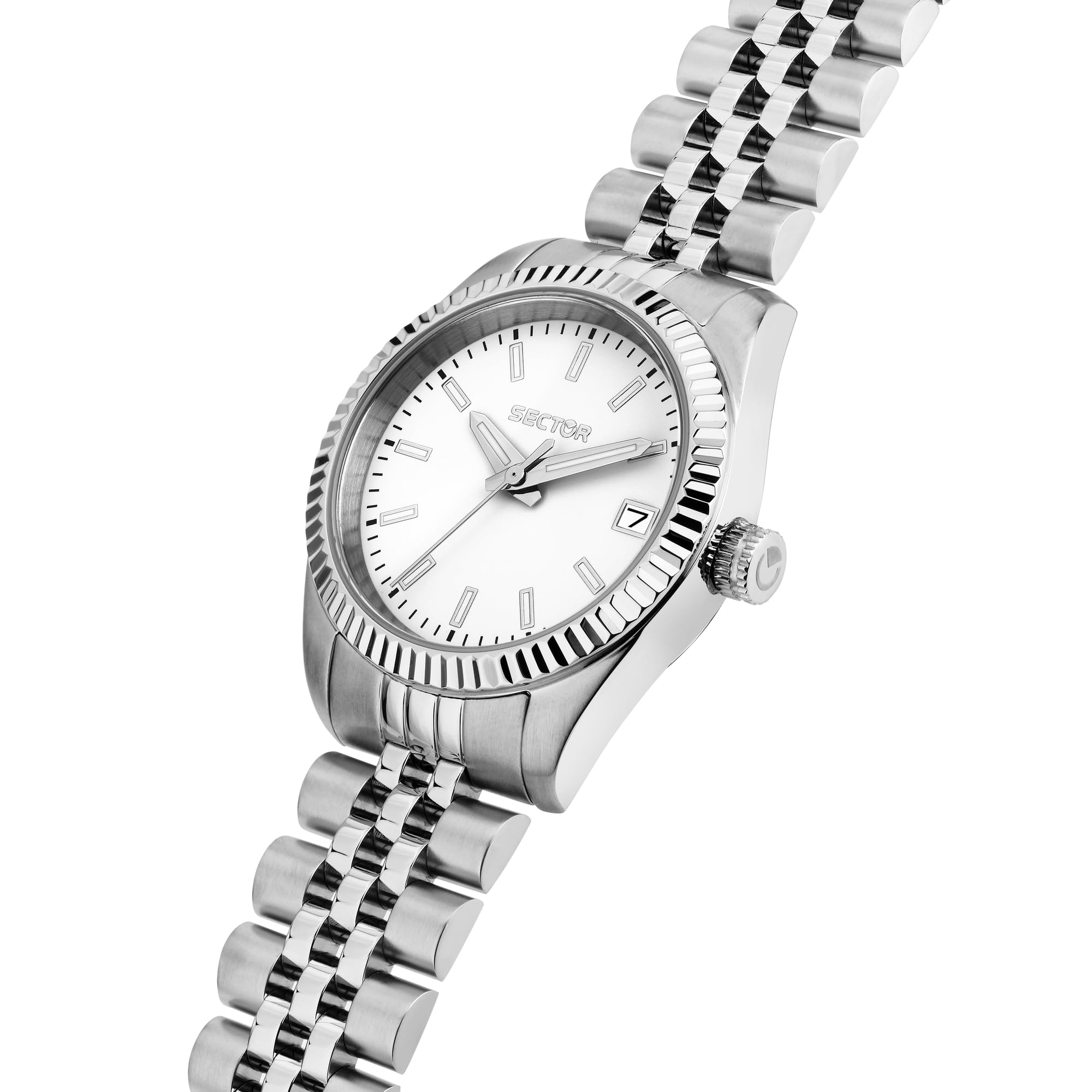 Sector No Limits Orologio Donna, Tempo, Data, Analogico, Cinturino in Acciaio, Cassa 32 mm, Collezione 240 - R3253240514