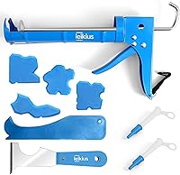 Leikius No-Drip Caulk Gun Kit with Finishing Tools & Grout Scraper - 10oz Silicone Caulking Gun for Kitchen Bathroom Seals, Gift Box