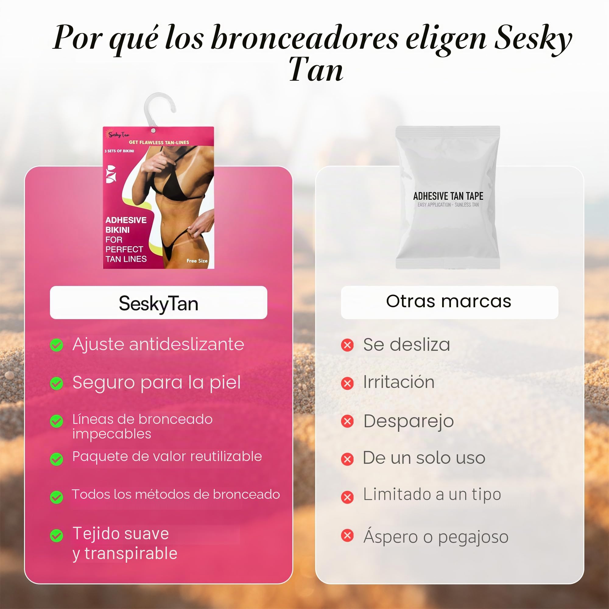 Bikini adhesivo para líneas de bronceado perfectas, color negro