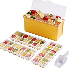 Bandeja de cubos de gelo GKPLY - Bandeja de gelo, bandeja de cubos de gelo de silicone com caixa, bandejas de cubos de gelo para freezer com tampa, bandeja de gelo com 3 pacotes com balde de gelo, col