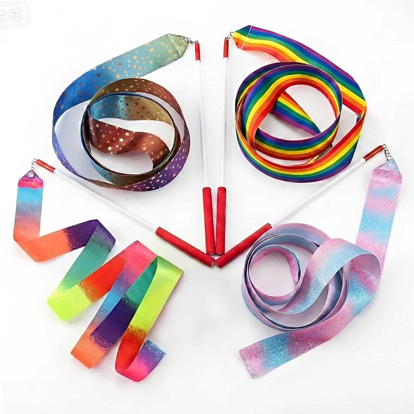 Cinta Gimnasia Ritmica Niña,4 Piezas Pelota Gimnasia Ritmica, Accesorios de Gimnasias, Cinta de Baile Rítmico,para Baile Artístico, Adultos, Espectáculos de Talentos Infantiles