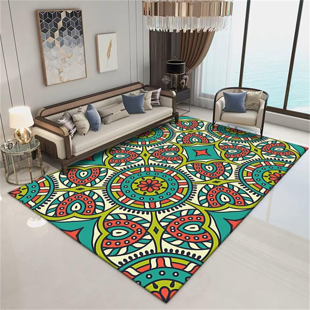 Tapis anti-salissure vert 80x200cm pour un salon propre et durable