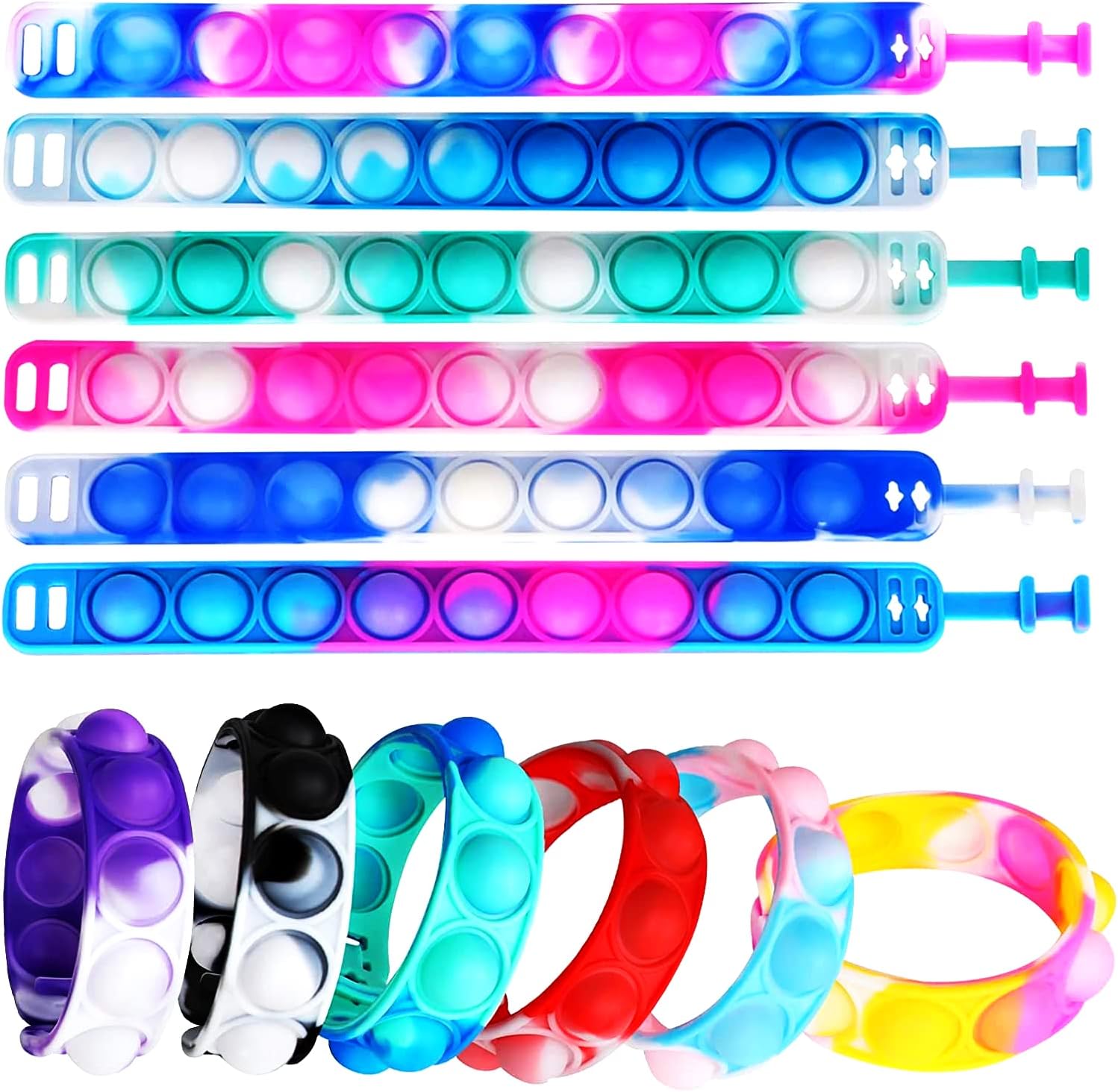12Pcs Fidget Bracelet Toys BOZILY Stress Relief Wristband Fidget Toys