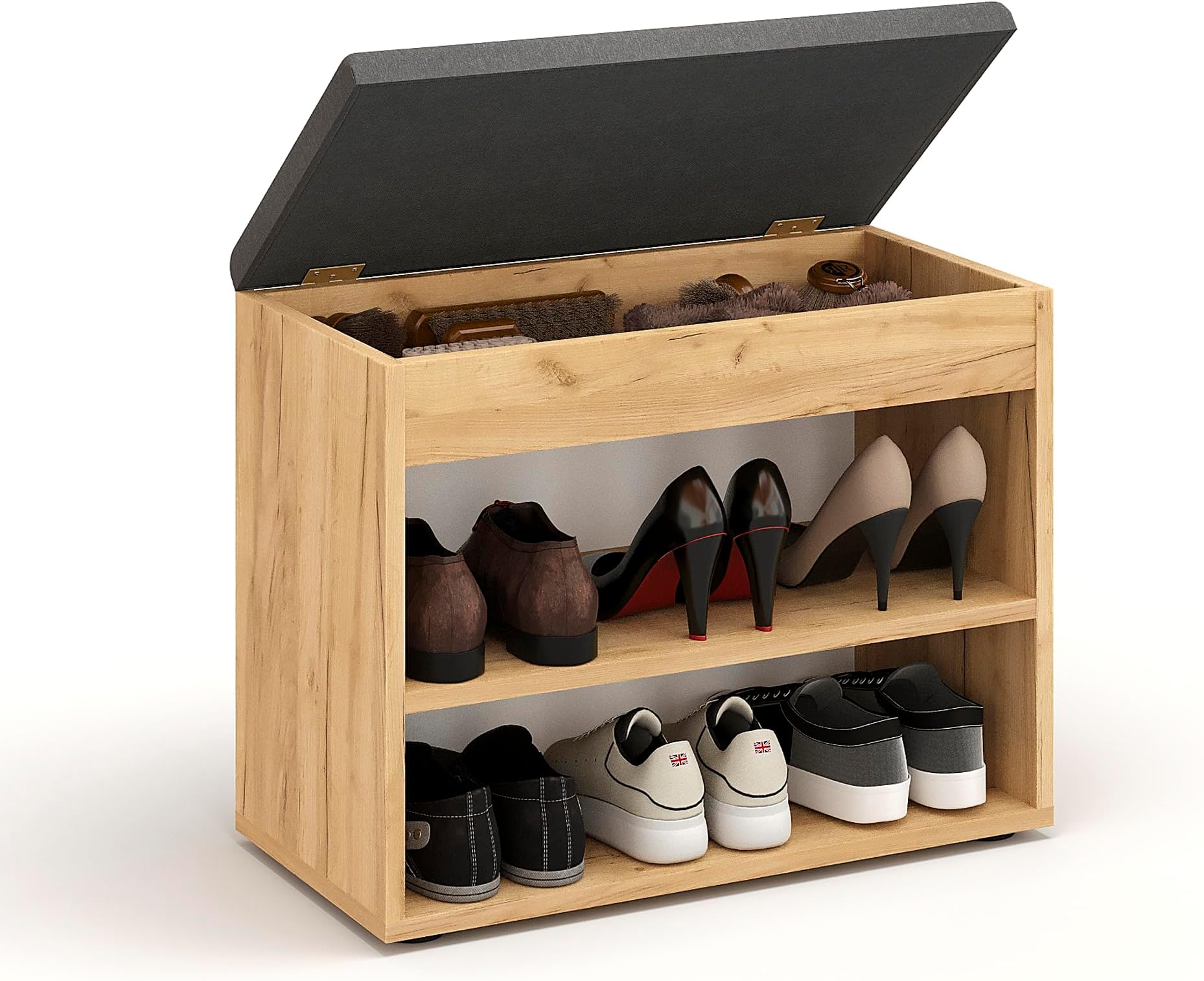 Schuhbank Mit Sitzkissen | 45x30x40cm | Kiefernholz Für Flur & Eingangsbereich