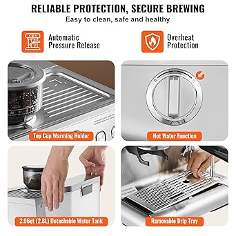 Cafetera Espresso con Molinillo Cafetera Espresso Semiautomática5