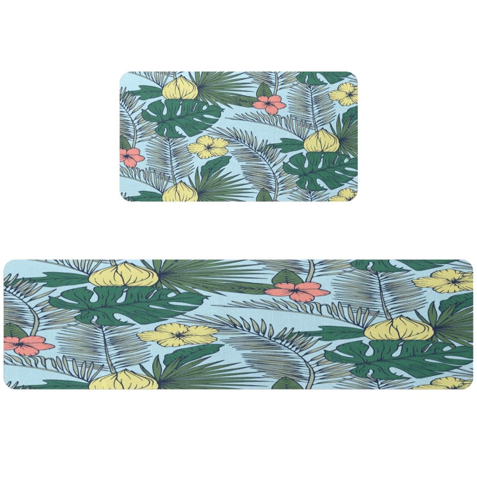 Alfombrilla de cocina absorbente y lavable VAPOKF con base antideslizante estilo retro floral