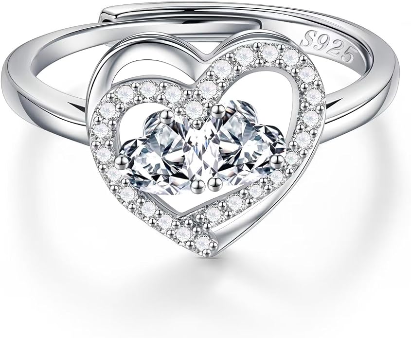 Ring Adjustable Silver Birthstone Ring