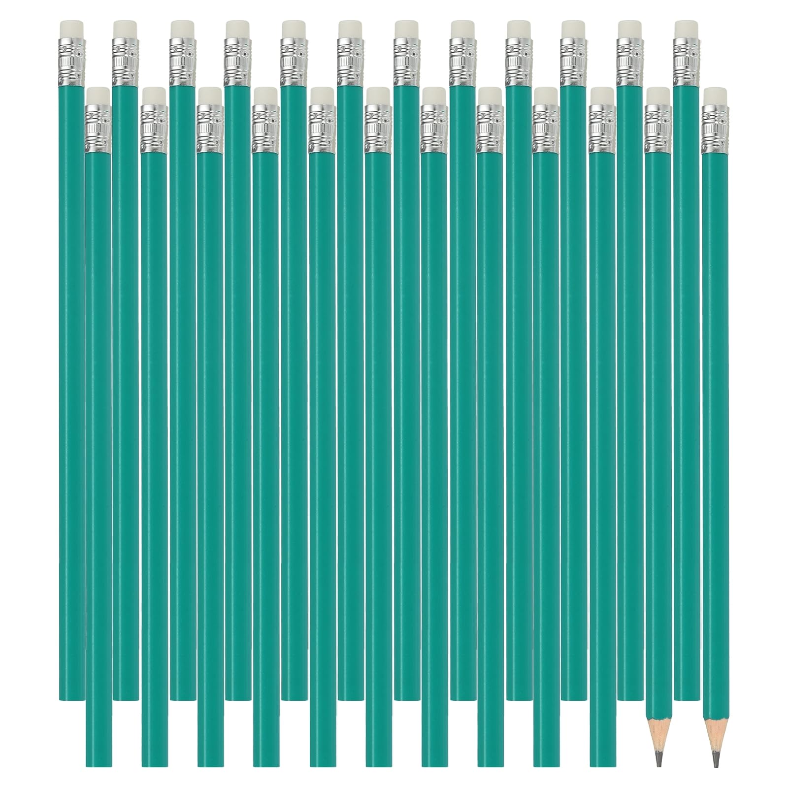PATIKIL Hexagonal Wooden Pencils Bulk, 24 Pack HB Graphite Pencils with Eraser for Office Supplies, Engineering Marking Writing Art Drawing Supplies, Green