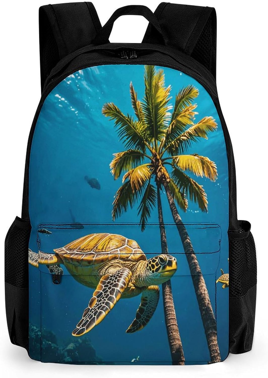 Backpack with Pocket Backpacks Palm Trees And Sea Turtles Diving Underwater Printed Travel Backpack Lightweight Outdoor Travel Gym Events Bag