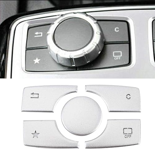 Miniatura 2 de Fydun Cubierta de botón multimedia Moldura de aleación de aluminio Pegatinas de botón de control multimedia Perilla para -Benz ML GL Clase 2015-2019