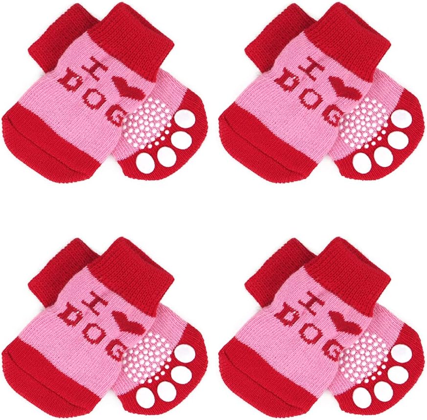 Comfpet Dog Socks for Hardwood Floors, 8 Pieces Anti Slip