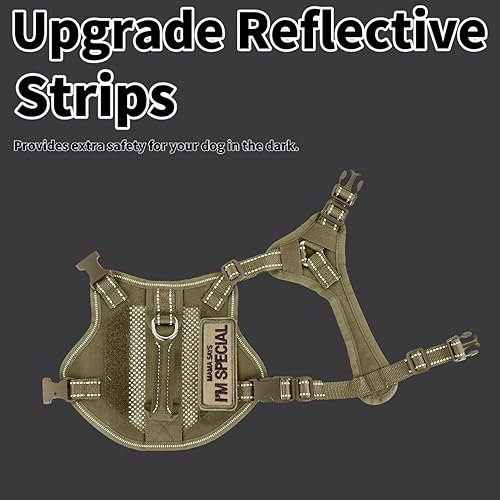 Miniatura 9 de Arnés táctico para perros pequeños, ajustable, suave, acolchado, chaleco para perro, arnés reflectante para exteriores, con asa de fácil control,