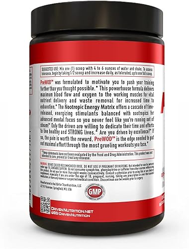 Miniatura 3 de Driven PREWOD Energy Matrix, 50 porciones, suplemento previo al entrenamiento con cafeína y beta-alanina, energía, enfoque, fuerza y resistencia