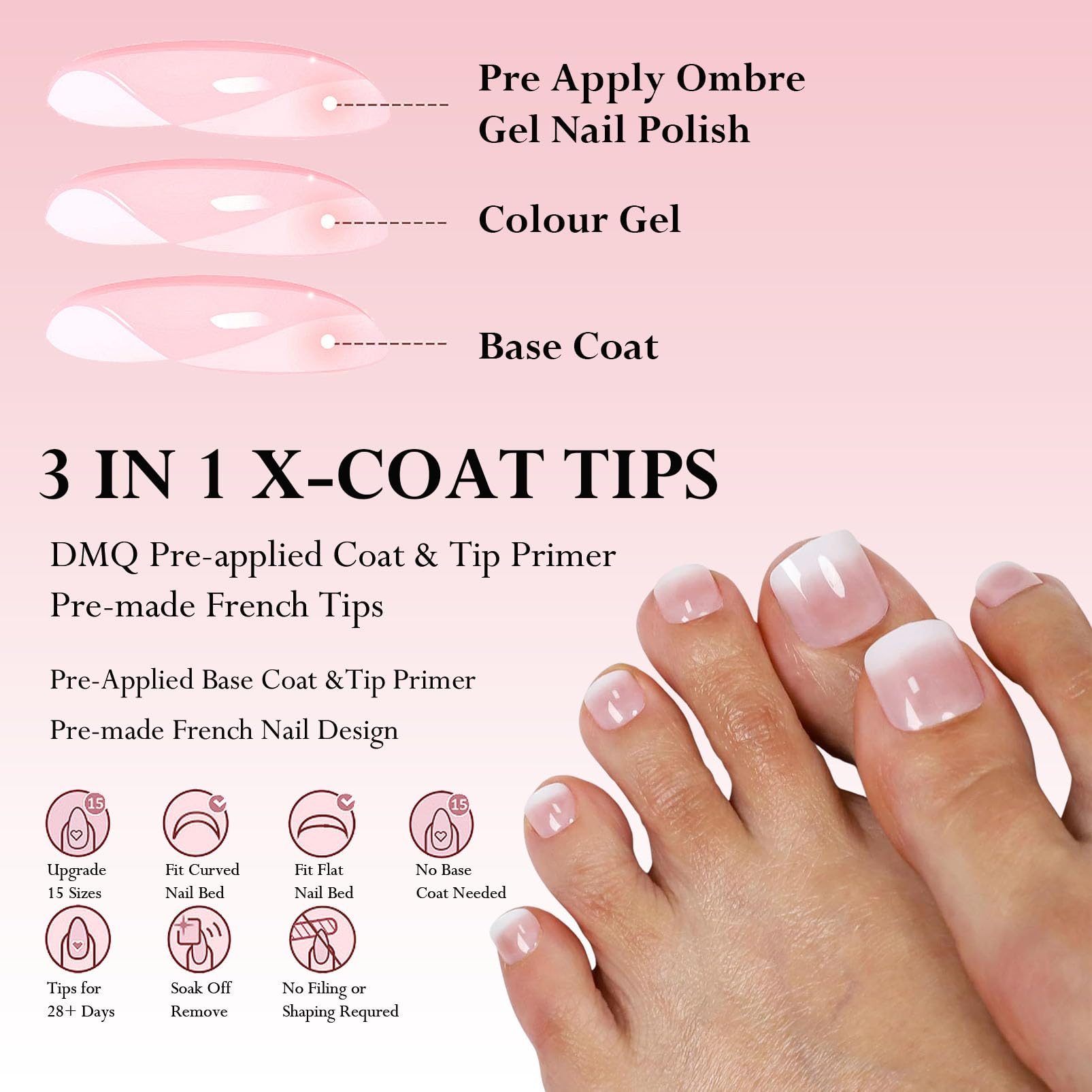 MrCuvaryas 120 Stck Falsche Ngel, 12 Verschiedene Gren Knstliche  Fungel zum Aufkleben, Vollstndige Abdeckung Falsche Zehenngel Set,  Falsche Fungel Kit fr DIY girls4 (Pink Gradient, 120Pcs) : Amazon.de:  Kosmetik