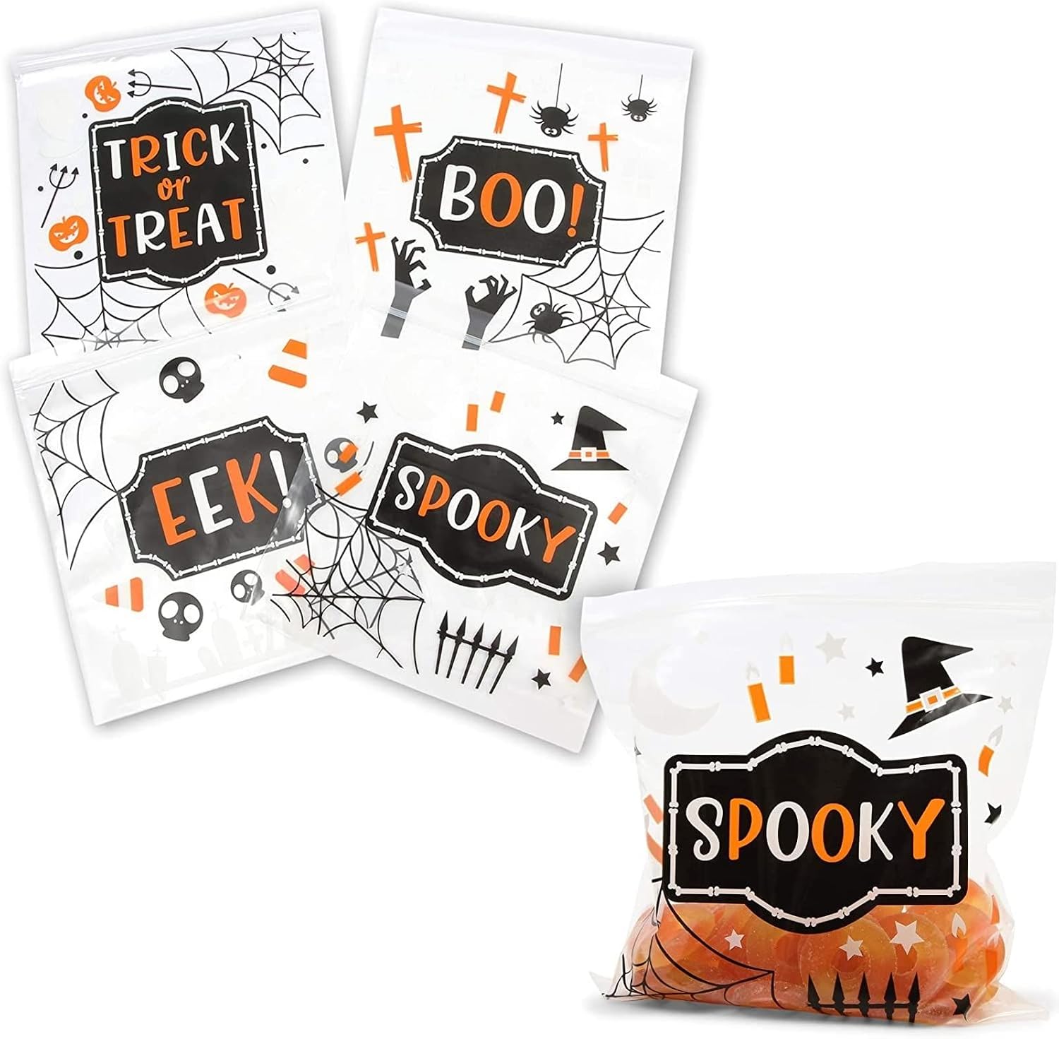 Resealable Treat & Snack Bags – 7.25 x 6.7 In Clear Plastic – 120 Pack – Zip Top & Reusable Bulk Party Favor & Candy Packaging Pouches