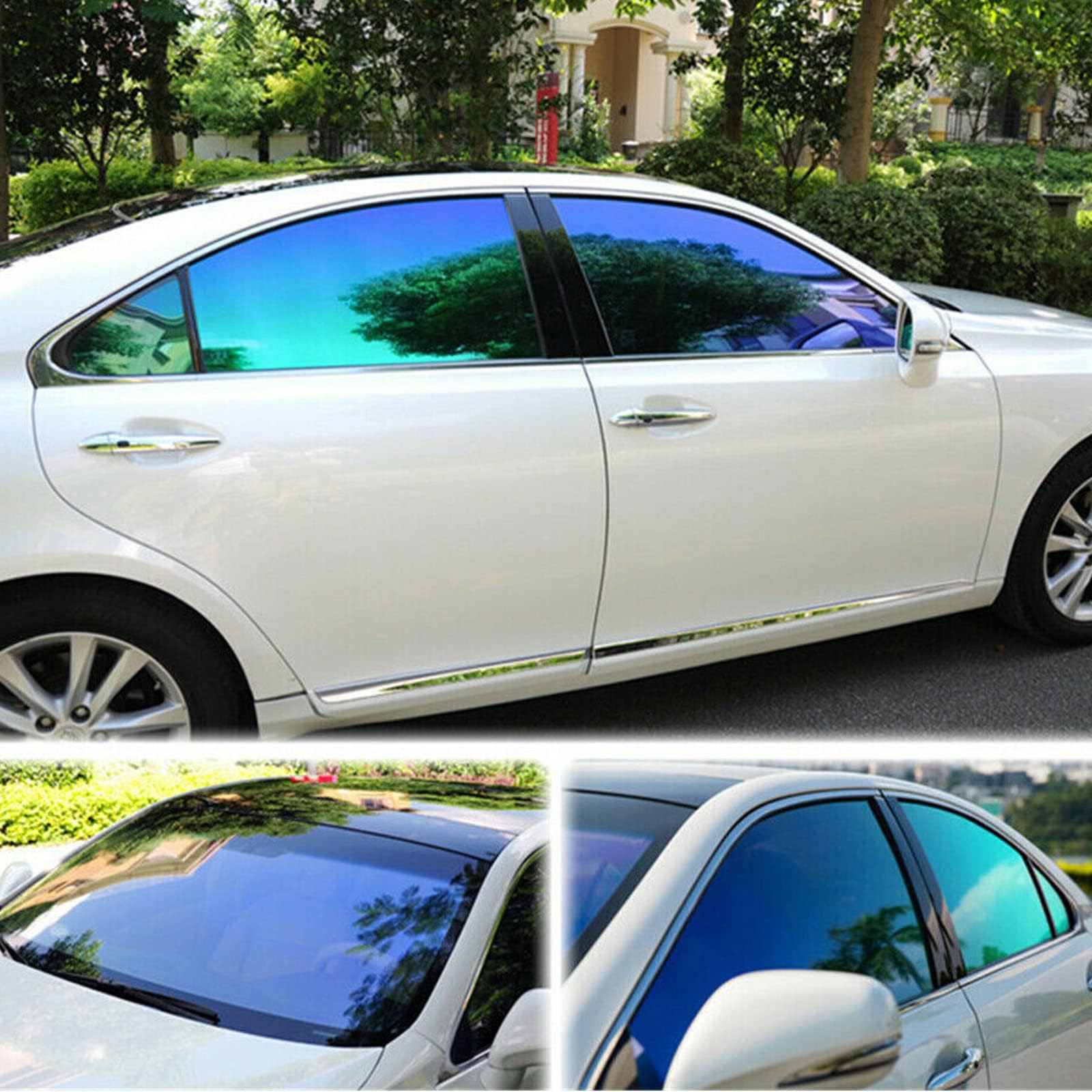 Window Tint Film for Cars, Car Window Tint Chameleon Purple Blue Solar Protection Film 60% VLT Front Windshield Sun Shade Heat & UV Block and Scratch Resistant