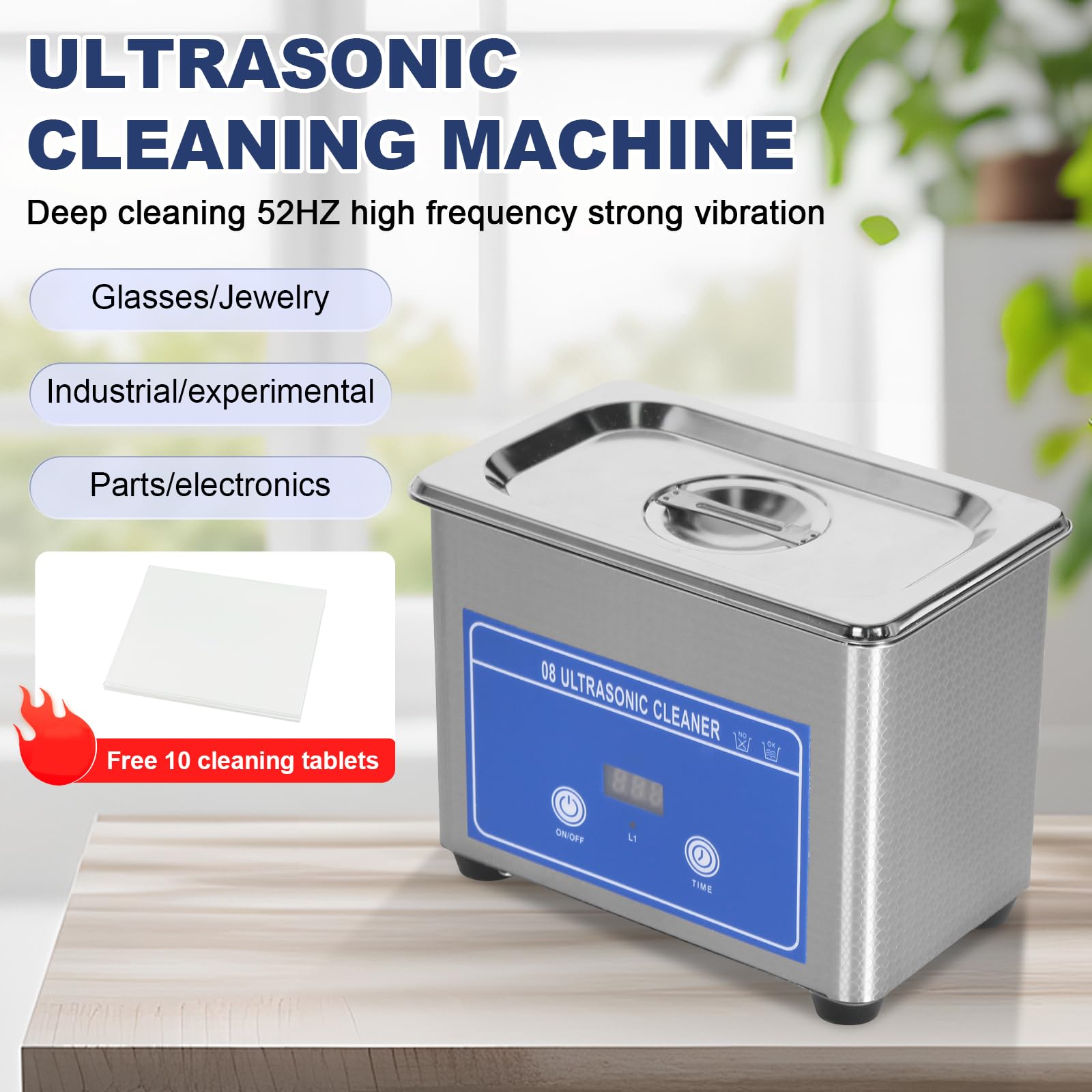 Ultrasonic Cleaner mit Timer, 42KHz Ultraschallreinigungsgerät, 35W Ultraschallreiniger,800ML Edelstahl Reinigungsmaschine für Schmuck, Brillen & Kleinteile
