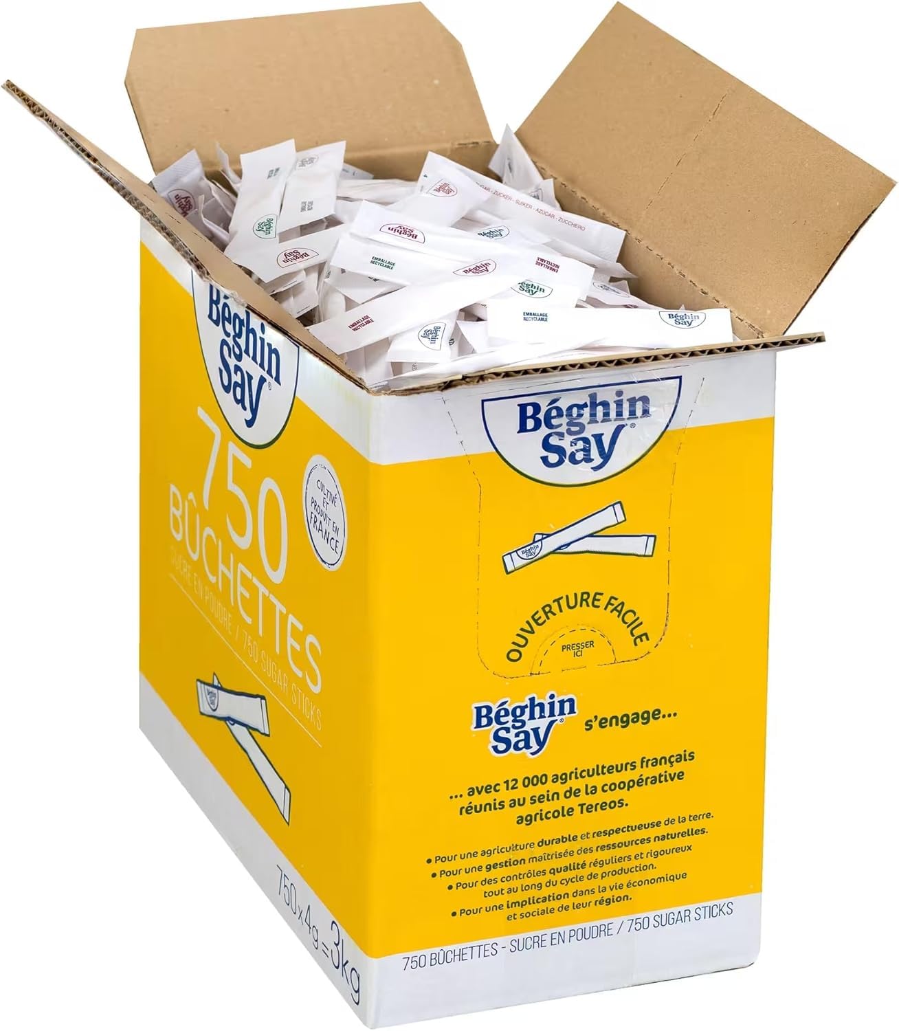 Béghin-Say Bûchettes de Sucre Blanc, 750 Bûchettes, 3 kg