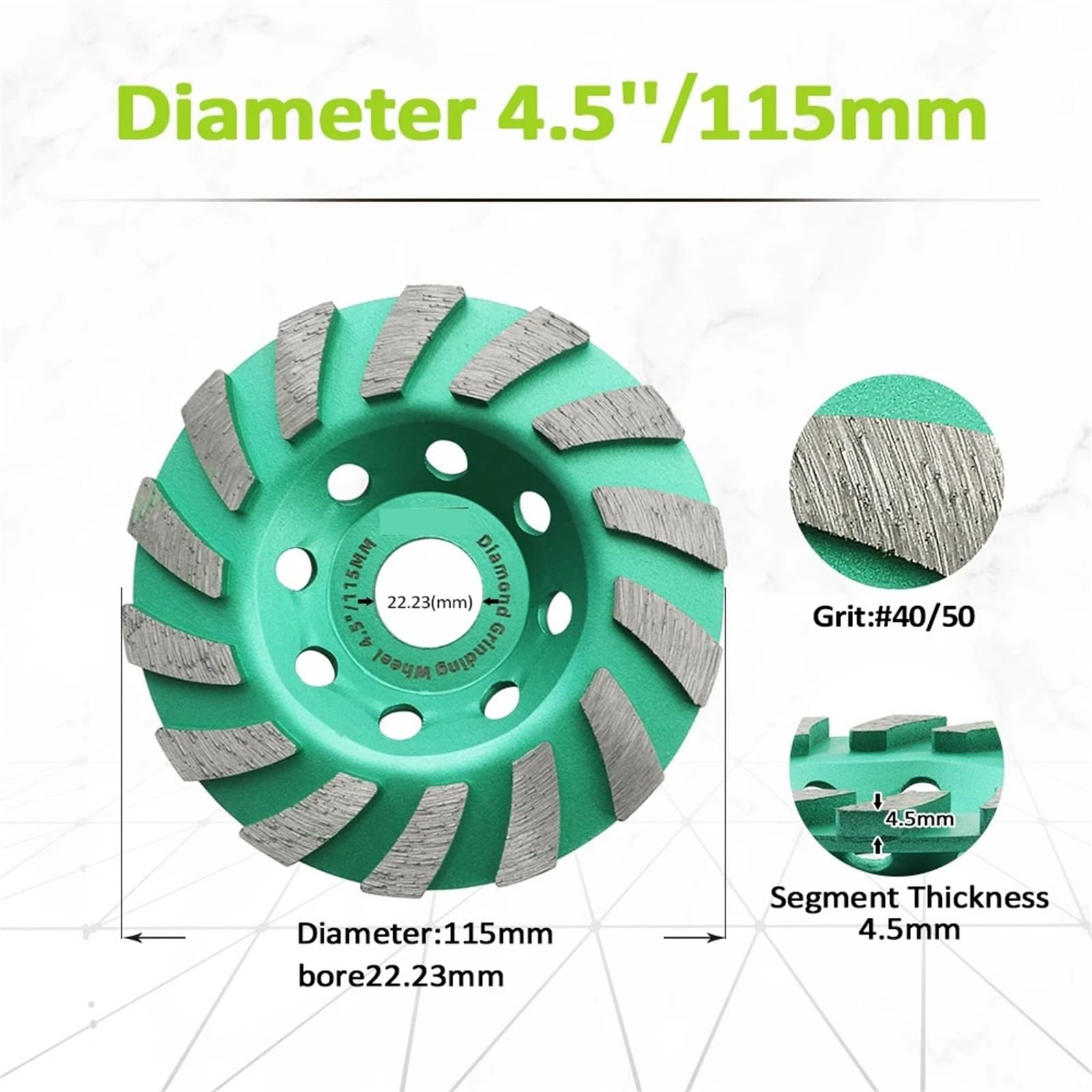 5 sztuk diamentowa tarcza szlifierska 100/115/125 mm tarcza szlifierska do betonu granitowa cegła marmur szlifierka kątowa narzędzie murarskie (4,5 cala 115 mm)