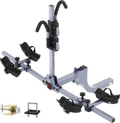 WILDROAD Portabicicletas de enganche, soporte plegable para 2 bicicletas para estándar, neumáticos gruesos y bicicleta eléctrica, soporte para