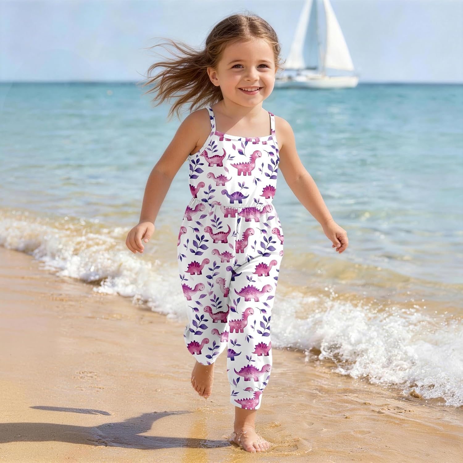 Toddler Baby Girls Jumpsuit One Piece Mermaid Romper Sleeveless Strap Summer Outfits Pockets Clothes 1-6 Years