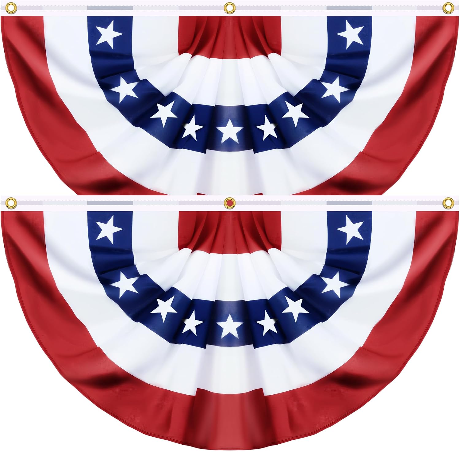 6 Pack 1.5 X 3 FT USA Pleated Fan Flag 4th of July Decorations, American Bunting Flag Fourth of July Patriotic Half Fan Banner 100% Polyester Memorial Day Fourth of July Independence Day Outdoor Decor