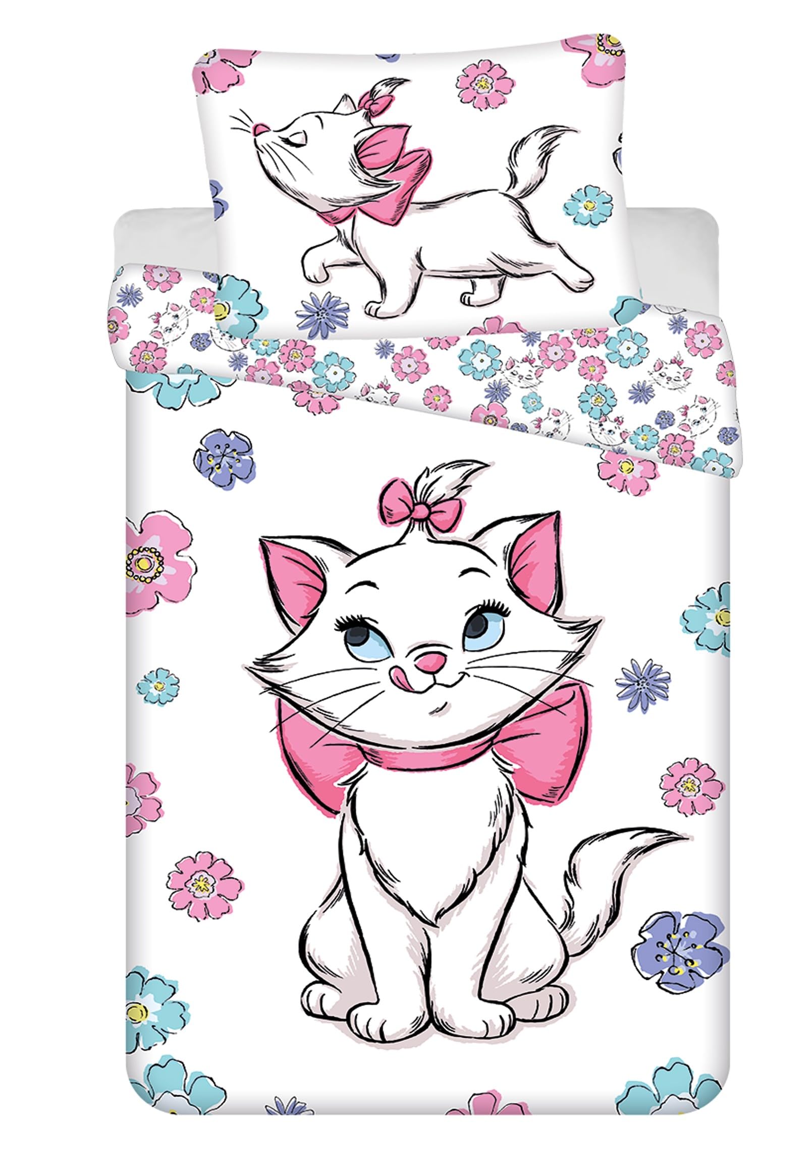 Jerry Fabrics Marie Aristocats Children's Bed Linen Duvet Cover Reversible Bed Linen 140 x 200 cm Cotton Oeko-Tex