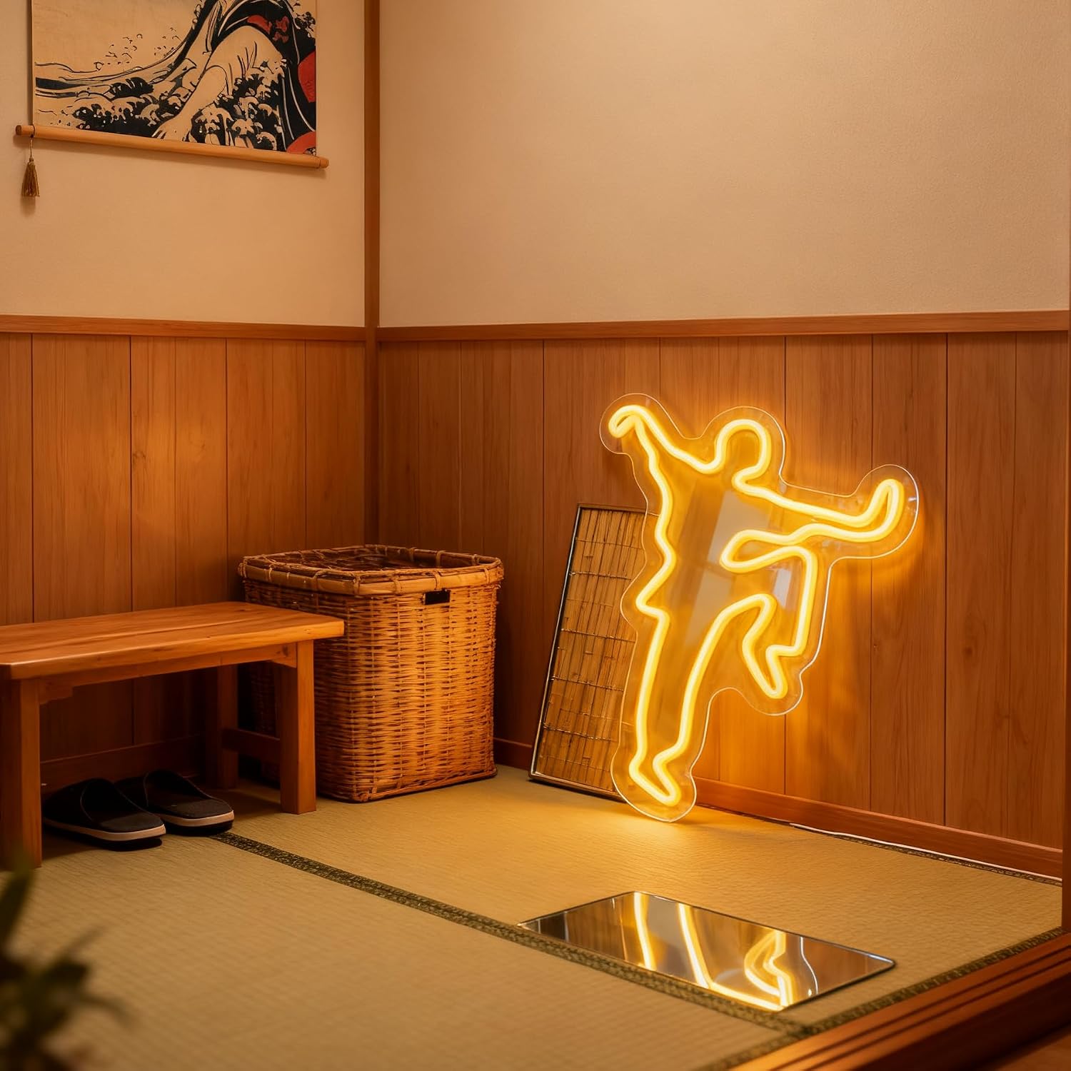 Chinese Kung Fu Figure Neon Sign, USB Powered Decorative Neon Light for Bedroom Living Room Party Home Wall Table Decor 11 x 13.4 In