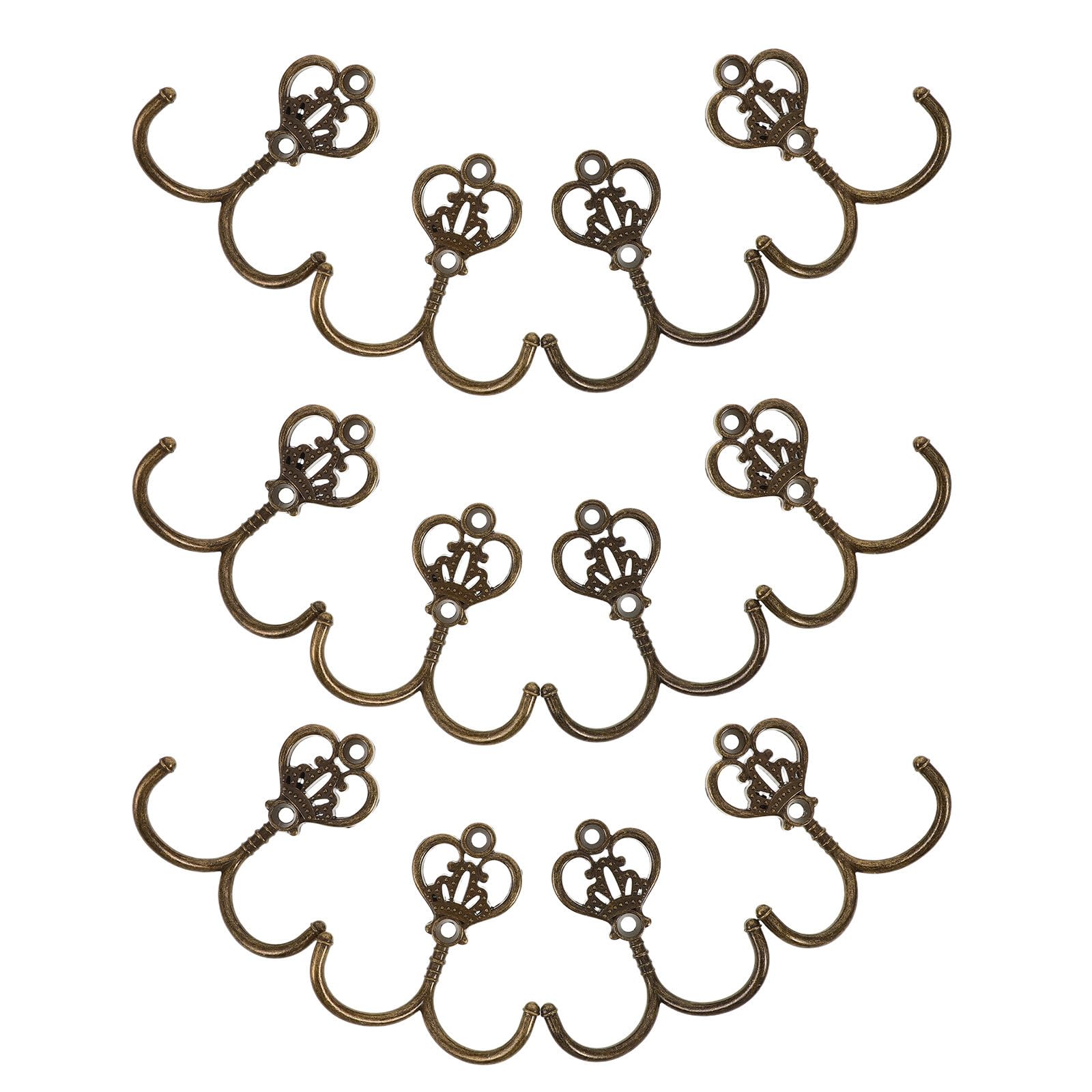 Crochets muraux vintage double patère bronze pour suspendre serviette et manteau