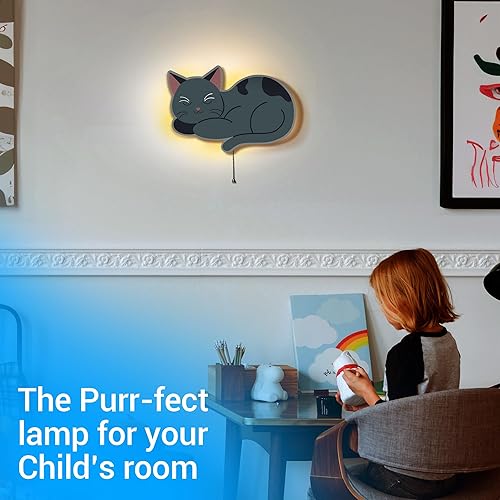 Miniatura 4 de Luces nocturnas de bebé para cuarto de bebé, lámpara de pared flotante de gato para cuarto de bebé, bonita lámpara flotante de gato para dormitorio