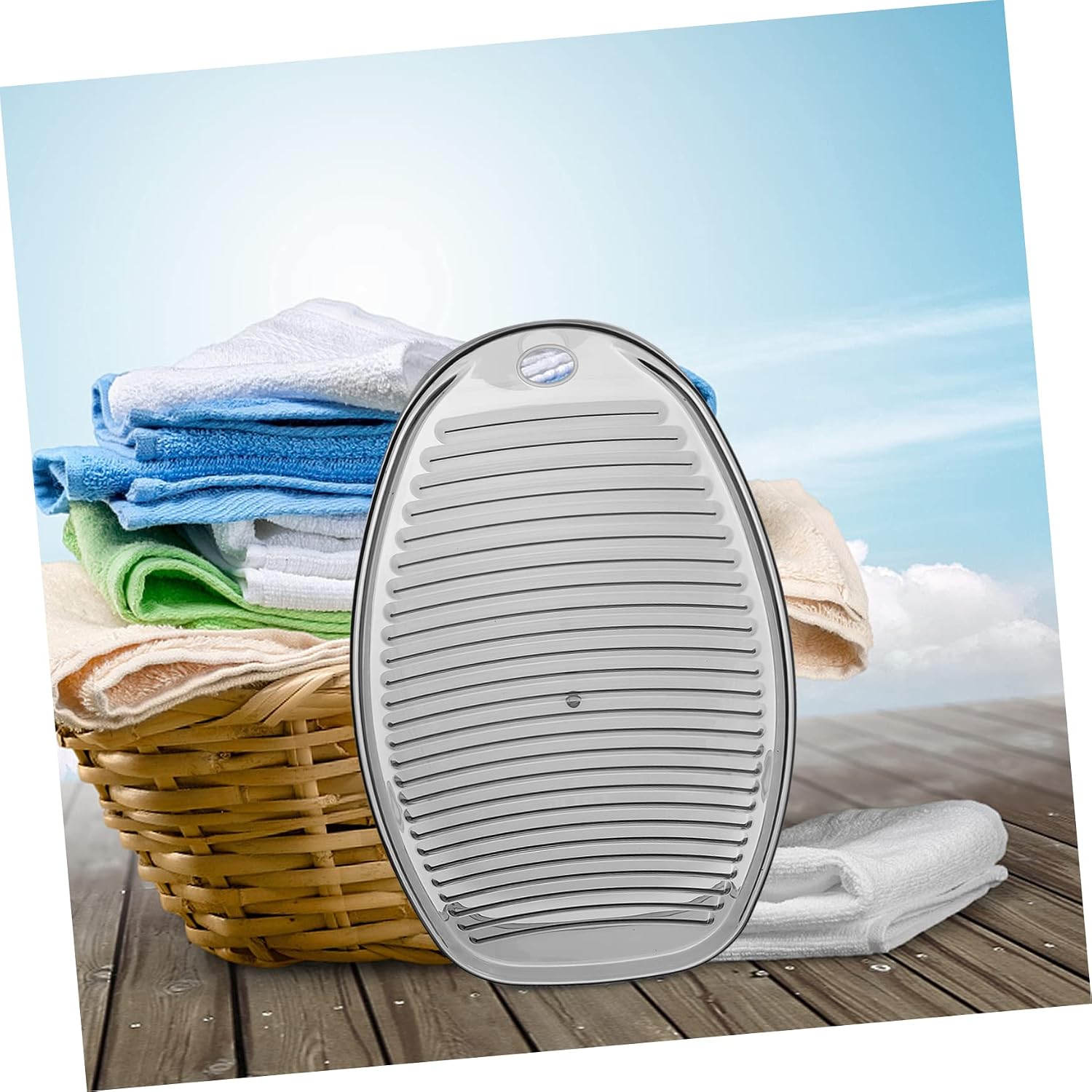 1pc Thickened Non-Skid Plastic Washboard for Hand Washing Clothes Mini Laundry Board for Home and Travel Antiskid Design for Delicate Items and Camping