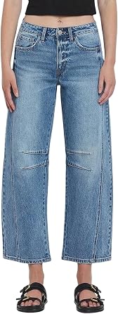 VERVET Womens Kate High Rise Barrel Leg Jeans