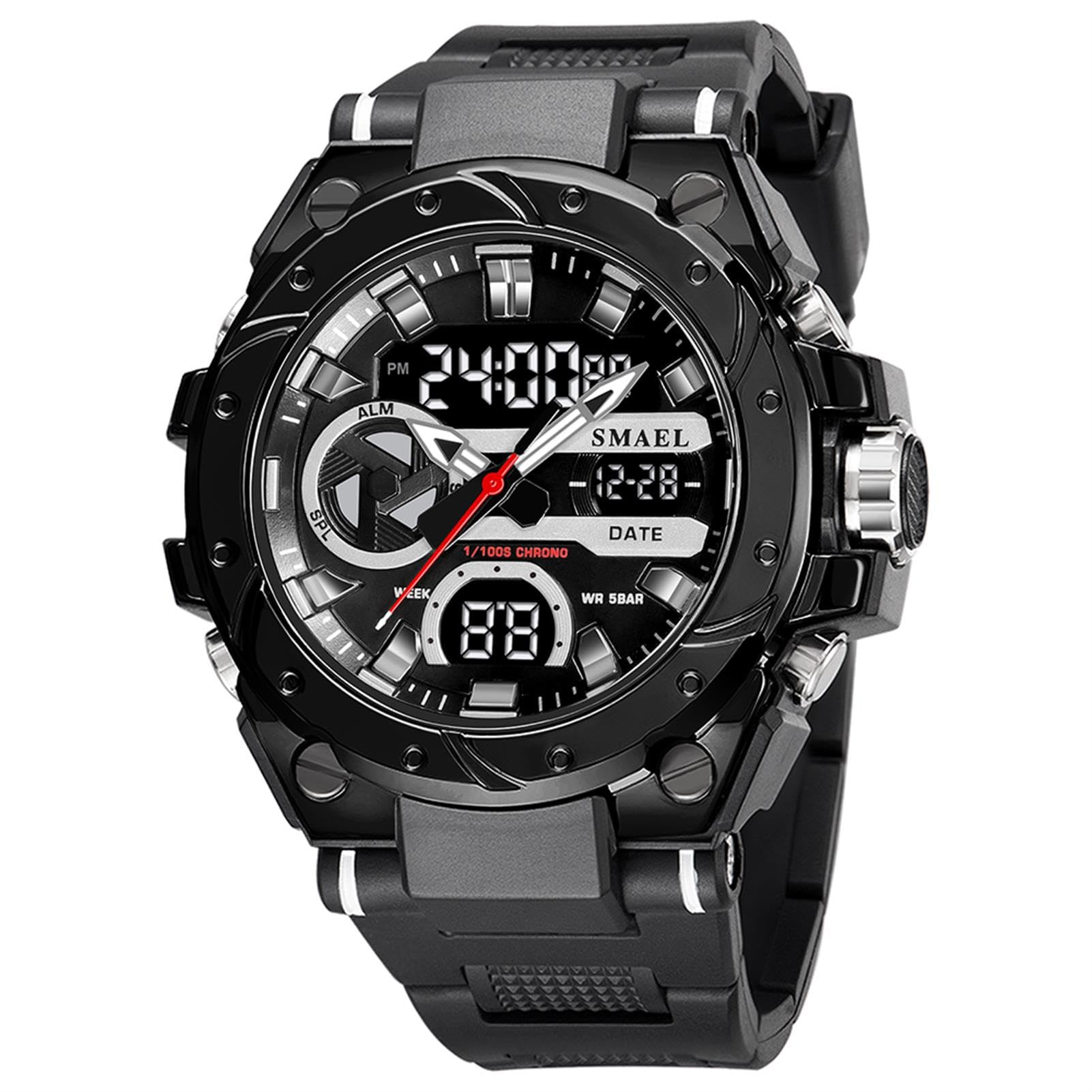 Montre Sport Homme Digitale Etanche 5 Bar avec Chronographe Alarme LED Eclairage Date-Montres avec Bracelet en Silicone
