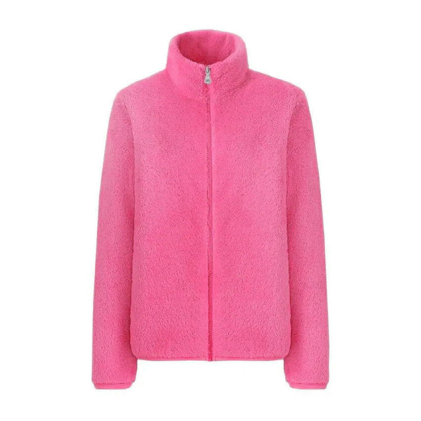 Giacca Cappotto in Pile Autunno Inverno da Donna Giacche Corte Calde Soprabito con Cerniera Capispalla Femme Veste-Cammello-l